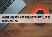 杨浦区块链开发公司有哪些公司招聘[上海区块链技术开发]